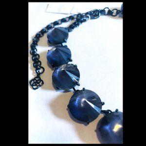 NWT - Jolie Navy Gunmetal Statement Necklace